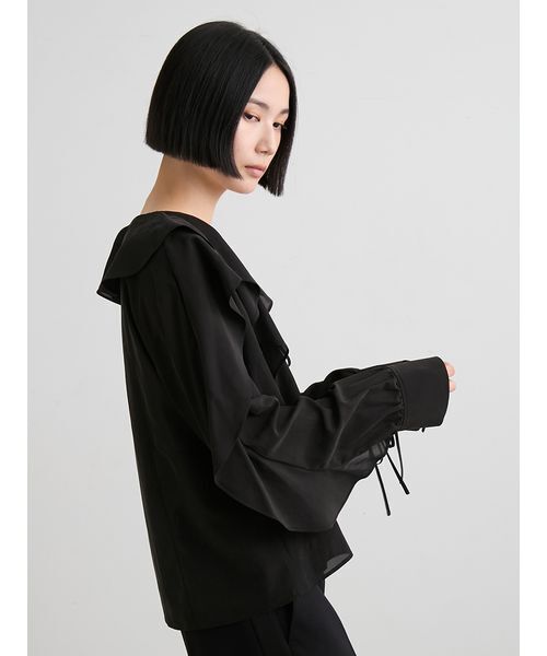 MIESROHE(ミースロエ)の「カスケードフリルブラウス(シャツ/ブラウス・レディース・ブラック/オレンジ/ホワイト・F)」の20枚目の写真