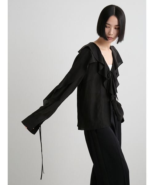 MIESROHE(ミースロエ)の「カスケードフリルブラウス(シャツ/ブラウス・レディース・ブラック/オレンジ/ホワイト・F)」の22枚目の写真