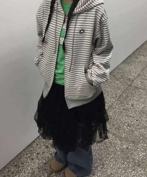 S'EST(エスイーエスティー)の「Stripe Logo Hoodie Zip Up Gray(パーカー・メンズ・その他・LARGE/SMALL/MEDIUM)」の3枚目の写真