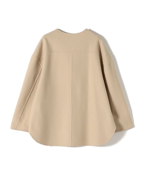 SHIPS（シップス）の「セミ 梳毛 配色 リバー ノーカラー コート（ノーカラーコート・レディース・キャメル/グレー・36/38）」の14枚目の写真