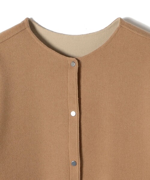 SHIPS（シップス）の「セミ 梳毛 配色 リバー ノーカラー コート（ノーカラーコート・レディース・キャメル/グレー・36/38）」の13枚目の写真