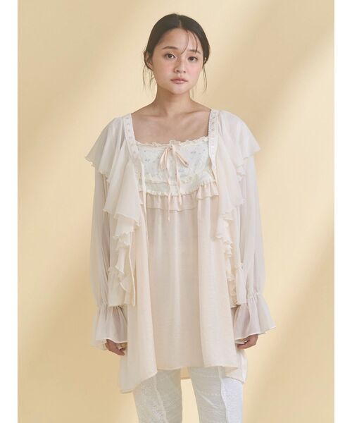 merry jenny(メリージェニー)の「サテンリボンキャミチュニック(その他トップス・レディース・ラベンダー/アイボリー・FREE)」の4枚目の写真