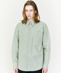 (オーガニックコットン) ハーフヒドンバーテックシャツ オリーブ レギュラーフィット