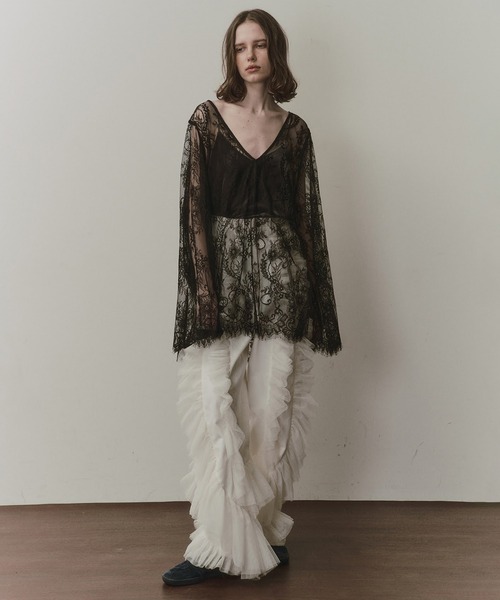 LA BELLE ETUDE（ラベルエチュード）の「2WAY総レースVネックオーバーTOPS（シャツ/ブラウス・レディース・ホワイト/ライトグリーン/ライトブルー/ブラック・FREE）」の21枚目の写真