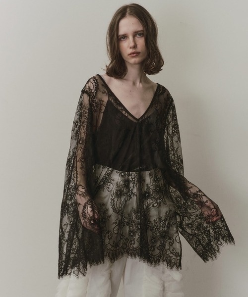 LA BELLE ETUDE（ラベルエチュード）の「2WAY総レースVネックオーバーTOPS（シャツ/ブラウス・レディース・ホワイト/ライトグリーン/ライトブルー/ブラック・FREE）」の19枚目の写真