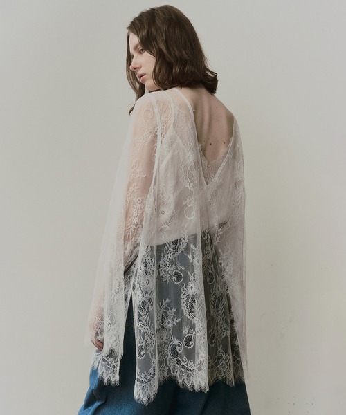 LA BELLE ETUDE（ラベルエチュード）の「2WAY総レースVネックオーバーTOPS（シャツ/ブラウス・レディース・ホワイト/ライトグリーン/ライトブルー/ブラック・FREE）」の11枚目の写真