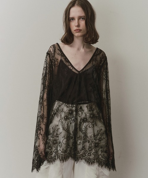 LA BELLE ETUDE（ラベルエチュード）の「2WAY総レースVネックオーバーTOPS（シャツ/ブラウス・レディース・ホワイト/ライトグリーン/ライトブルー/ブラック・FREE）」の13枚目の写真