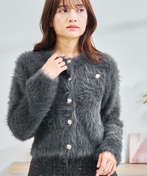 MISCH MASCH(ミッシュマッシュ)の「WEB限定 シャギーニットカーディガン(カーディガン/ボレロ・レディース・チャコールグレー/ブラック/アイボリー・フリ-)」の8枚目の写真