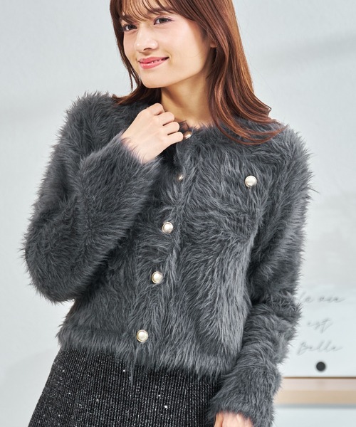 MISCH MASCH(ミッシュマッシュ)の「WEB限定 シャギーニットカーディガン(カーディガン/ボレロ・レディース・チャコールグレー/ブラック/アイボリー・フリ-)」の9枚目の写真