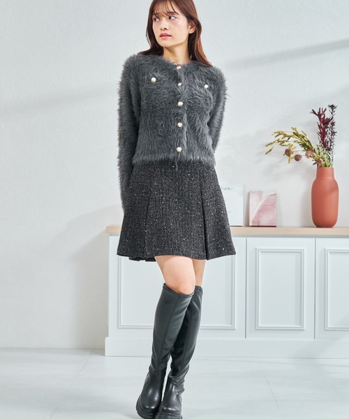 MISCH MASCH(ミッシュマッシュ)の「WEB限定 シャギーニットカーディガン(カーディガン/ボレロ・レディース・チャコールグレー/ブラック/アイボリー・フリ-)」の11枚目の写真