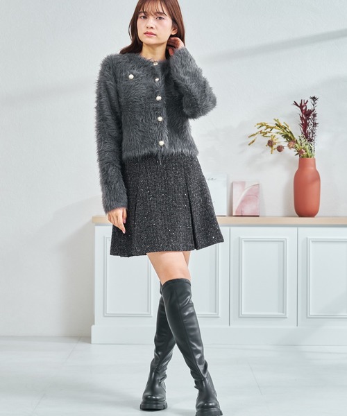 MISCH MASCH(ミッシュマッシュ)の「WEB限定 シャギーニットカーディガン(カーディガン/ボレロ・レディース・チャコールグレー/ブラック/アイボリー・フリ-)」の12枚目の写真