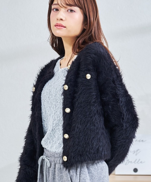 MISCH MASCH(ミッシュマッシュ)の「WEB限定 シャギーニットカーディガン(カーディガン/ボレロ・レディース・チャコールグレー/ブラック/アイボリー・フリ-)」の6枚目の写真