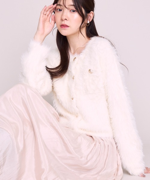 MISCH MASCH（ミッシュマッシュ）の「ZOZO限定  シャギーニットカーディガン（カーディガン/ボレロ・レディース・チャコールグレー/ブラック/アイボリー/ブラウン・ﾌﾘ-）」の15枚目の写真
