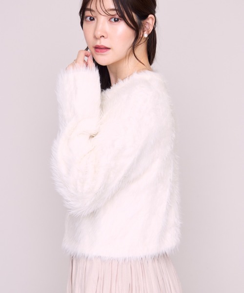 MISCH MASCH（ミッシュマッシュ）の「ZOZO限定  シャギーニットカーディガン（カーディガン/ボレロ・レディース・チャコールグレー/ブラック/アイボリー/ブラウン・ﾌﾘ-）」の17枚目の写真
