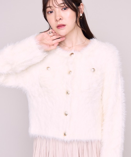 MISCH MASCH（ミッシュマッシュ）の「ZOZO限定  シャギーニットカーディガン（カーディガン/ボレロ・レディース・チャコールグレー/ブラック/アイボリー/ブラウン・ﾌﾘ-）」の18枚目の写真