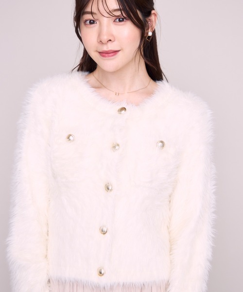 MISCH MASCH（ミッシュマッシュ）の「ZOZO限定  シャギーニットカーディガン（カーディガン/ボレロ・レディース・チャコールグレー/ブラック/アイボリー/ブラウン・ﾌﾘ-）」の19枚目の写真