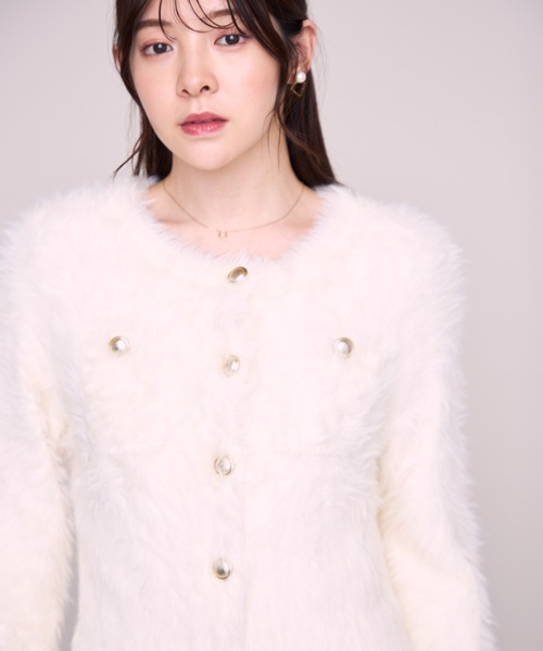 MISCH MASCH（ミッシュマッシュ）の「ZOZO限定  シャギーニットカーディガン（カーディガン/ボレロ・レディース・チャコールグレー/ブラック/アイボリー/ブラウン・ﾌﾘ-）」の22枚目の写真