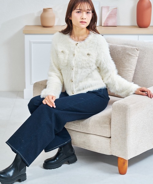 MISCH MASCH(ミッシュマッシュ)の「WEB限定 シャギーニットカーディガン(カーディガン/ボレロ・レディース・チャコールグレー/ブラック/アイボリー・フリ-)」の17枚目の写真