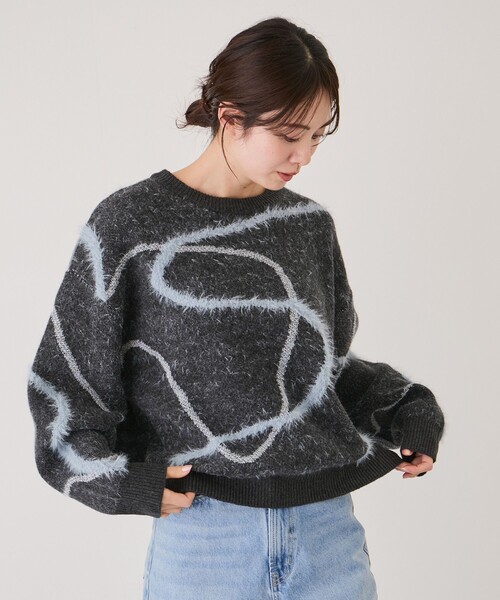 Jayro(ジャイロ)の「フェザー&ラメラインプルオーバー(ニット/セーター・レディース・チャコールグレー/オフホワイト/ライトグレー/ダークブラウン・M)」の20枚目の写真