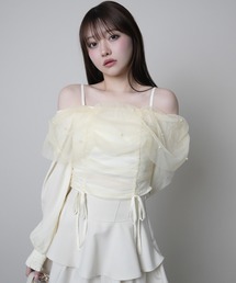 LIPSERVICE（リップサービス）の「チュールギャザーオフショルトップス（Tシャツ/カットソー）」