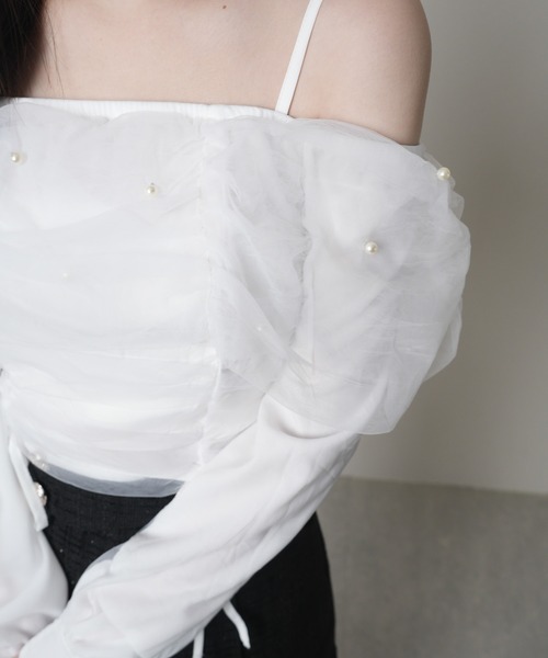 LIPSERVICE（リップサービス）の「チュールギャザーオフショルトップス（Tシャツ/カットソー・レディース・ホワイト/イエロー/ピンク・FREE）」の5枚目の写真