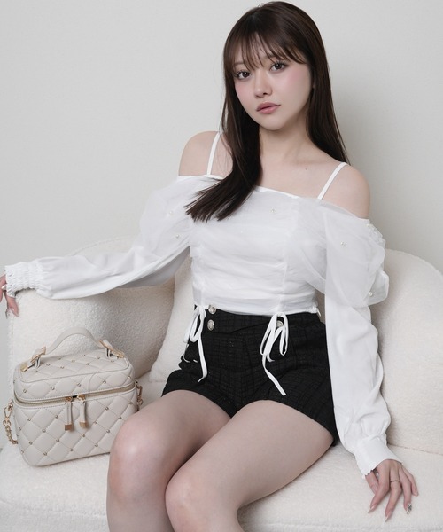 LIPSERVICE（リップサービス）の「チュールギャザーオフショルトップス（Tシャツ/カットソー・レディース・ホワイト/イエロー/ピンク・FREE）」の9枚目の写真