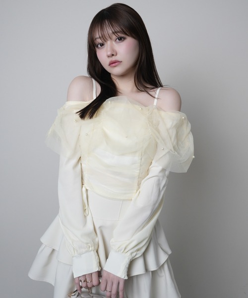 LIPSERVICE（リップサービス）の「チュールギャザーオフショルトップス（Tシャツ/カットソー・レディース・ホワイト/イエロー/ピンク・FREE）」の13枚目の写真