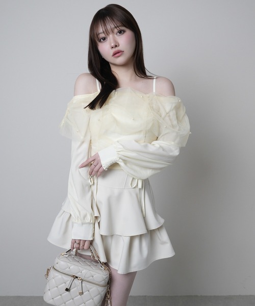 LIPSERVICE（リップサービス）の「チュールギャザーオフショルトップス（Tシャツ/カットソー・レディース・ホワイト/イエロー/ピンク・FREE）」の16枚目の写真