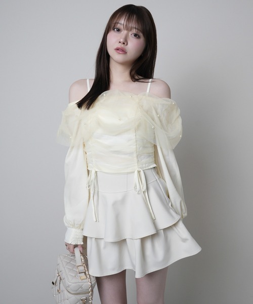 LIPSERVICE（リップサービス）の「チュールギャザーオフショルトップス（Tシャツ/カットソー・レディース・ホワイト/イエロー/ピンク・FREE）」の17枚目の写真