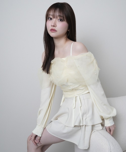 LIPSERVICE（リップサービス）の「チュールギャザーオフショルトップス（Tシャツ/カットソー・レディース・ホワイト/イエロー/ピンク・FREE）」の18枚目の写真