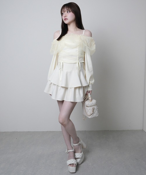 LIPSERVICE（リップサービス）の「チュールギャザーオフショルトップス（Tシャツ/カットソー・レディース・ホワイト/イエロー/ピンク・FREE）」の21枚目の写真