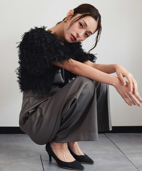 girl（ガール）の「シャギー ボリュームスリーブ ショート丈ボレロ 結婚式 ワンピース パーティードレス オケージョンドレス お呼ばれ 二次会 成人式 同窓会《着用動画あり》（カーディガン/ボレロ・レディース・ブラック/ベージュ・FREE）」の15枚目の写真