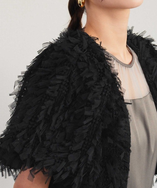 girl（ガール）の「シャギー ボリュームスリーブ ショート丈ボレロ 結婚式 ワンピース パーティードレス オケージョンドレス お呼ばれ 二次会 成人式 同窓会《着用動画あり》（カーディガン/ボレロ・レディース・ブラック/ベージュ・FREE）」の17枚目の写真