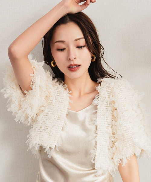 girl（ガール）の「シャギー ボリュームスリーブ ショート丈ボレロ 結婚式 ワンピース パーティードレス オケージョンドレス お呼ばれ 二次会 成人式 同窓会《着用動画あり》（カーディガン/ボレロ・レディース・ブラック/ベージュ・FREE）」の19枚目の写真