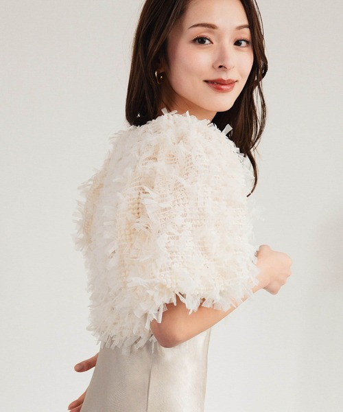 girl（ガール）の「シャギー ボリュームスリーブ ショート丈ボレロ 結婚式 ワンピース パーティードレス オケージョンドレス お呼ばれ 二次会 成人式 同窓会《着用動画あり》（カーディガン/ボレロ・レディース・ブラック/ベージュ・FREE）」の20枚目の写真