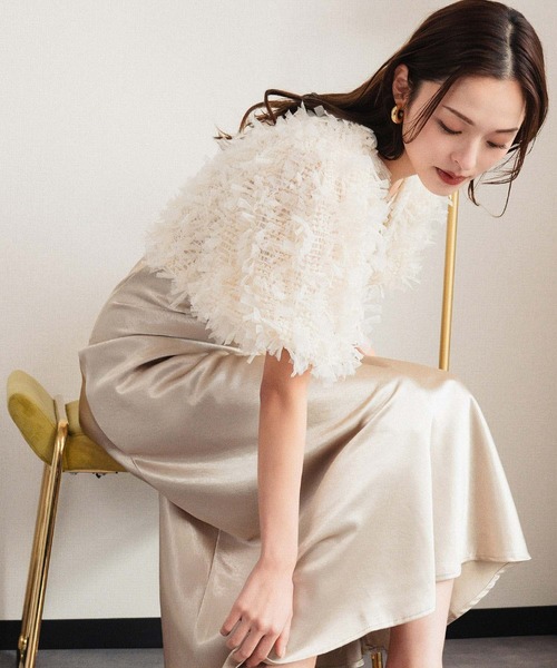 girl（ガール）の「シャギー ボリュームスリーブ ショート丈ボレロ 結婚式 ワンピース パーティードレス オケージョンドレス お呼ばれ 二次会 成人式 同窓会《着用動画あり》（カーディガン/ボレロ・レディース・ブラック/ベージュ・FREE）」の21枚目の写真