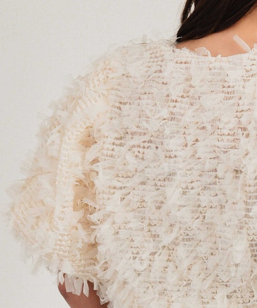 girl（ガール）の「シャギー ボリュームスリーブ ショート丈ボレロ 結婚式 ワンピース パーティードレス オケージョンドレス お呼ばれ 二次会 成人式 同窓会《着用動画あり》（カーディガン/ボレロ・レディース・ブラック/ベージュ・FREE）」の4枚目の写真