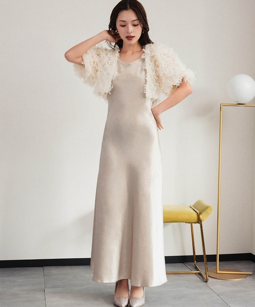 girl（ガール）の「シャギー ボリュームスリーブ ショート丈ボレロ 結婚式 ワンピース パーティードレス オケージョンドレス お呼ばれ 二次会 成人式 同窓会《着用動画あり》（カーディガン/ボレロ・レディース・ブラック/ベージュ・FREE）」の5枚目の写真