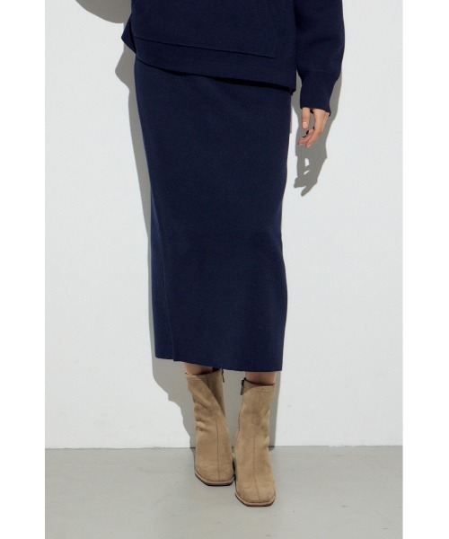 AZUL by moussy(アズールバイマウジー)の「【身長/骨格別着用画像あり】【セットアップ対応】スウェッターニットスカート 春服 秋服 冬服 ロングスカート タイトスカート(スカート・レディース・杢グレー/ライトピンク/ネイビー・FREE)」の2枚目の写真