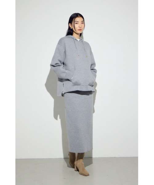 AZUL by moussy(アズールバイマウジー)の「【身長/骨格別着用画像あり】【セットアップ対応】スウェッターニットスカート 春服 秋服 冬服 ロングスカート タイトスカート(スカート・レディース・杢グレー/ライトピンク/ネイビー・FREE)」の13枚目の写真