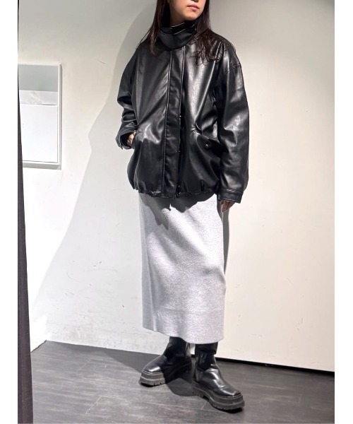 AZUL by moussy(アズールバイマウジー)の「【身長/骨格別着用画像あり】【セットアップ対応】スウェッターニットスカート 春服 秋服 冬服 ロングスカート タイトスカート(スカート・レディース・杢グレー/ライトピンク/ネイビー・FREE)」の5枚目の写真