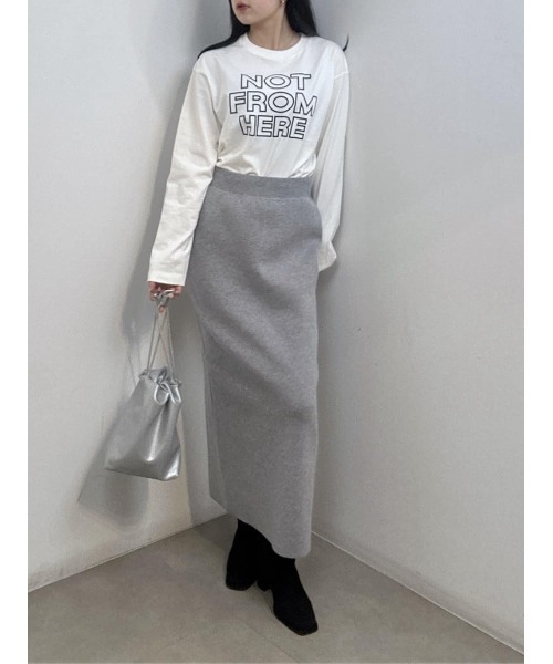 AZUL by moussy(アズールバイマウジー)の「【身長/骨格別着用画像あり】【セットアップ対応】スウェッターニットスカート 春服 秋服 冬服 ロングスカート タイトスカート(スカート・レディース・杢グレー/ライトピンク/ネイビー・FREE)」の9枚目の写真