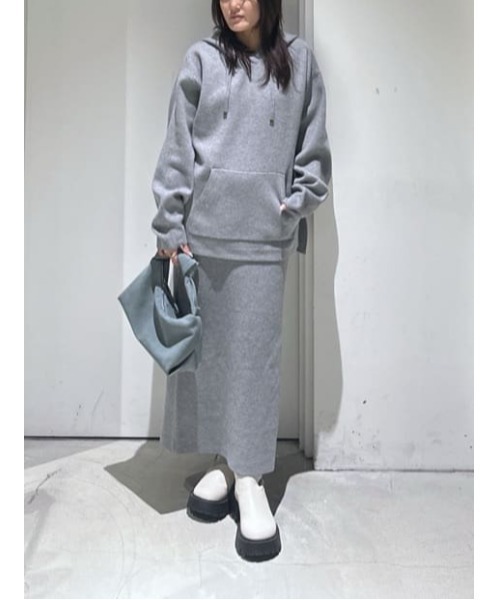 AZUL by moussy(アズールバイマウジー)の「【身長/骨格別着用画像あり】【セットアップ対応】スウェッターニットスカート 春服 秋服 冬服 ロングスカート タイトスカート(スカート・レディース・杢グレー/ライトピンク/ネイビー・FREE)」の11枚目の写真