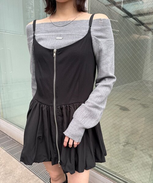 mline（エムライン）の「[mline]【前後2WAY】バルーンZIP キャミワンピ（ワンピース・レディース・ブラック/チャコールグレー・FREE）」の3枚目の写真
