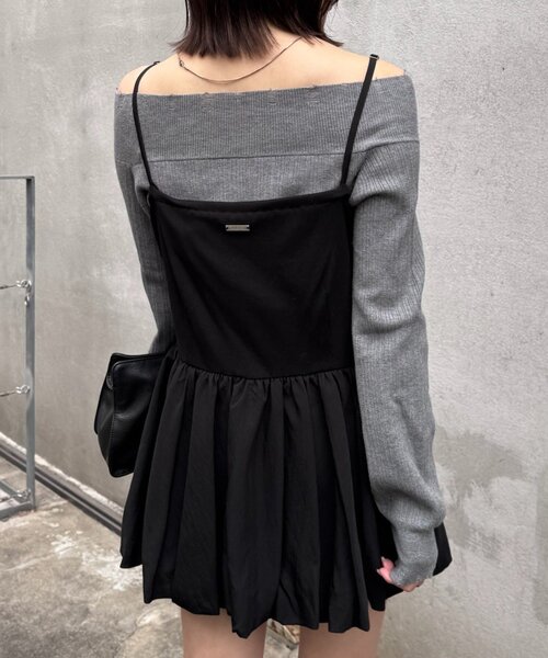 mline（エムライン）の「[mline]【前後2WAY】バルーンZIP キャミワンピ（ワンピース・レディース・ブラック/チャコールグレー・FREE）」の6枚目の写真