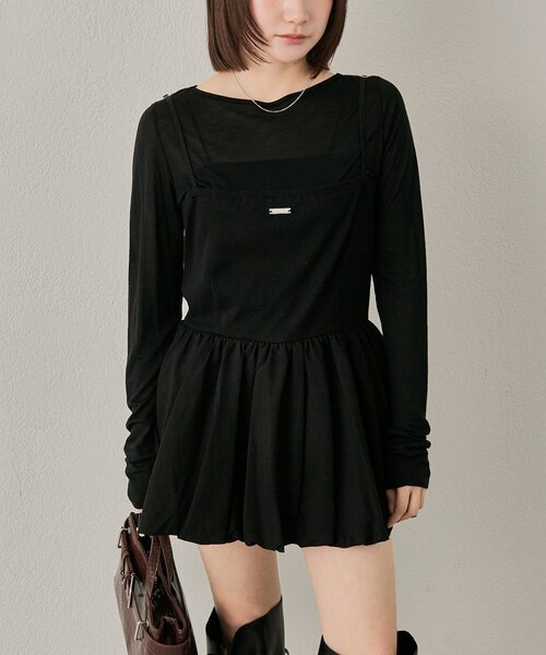 mline（エムライン）の「[mline]【前後2WAY】バルーンZIP キャミワンピ（ワンピース・レディース・ブラック/チャコールグレー・FREE）」の7枚目の写真