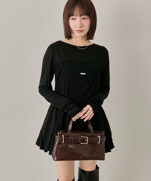 mline（エムライン）の「[mline]【前後2WAY】バルーンZIP キャミワンピ（ワンピース・レディース・ブラック/チャコールグレー・FREE）」の8枚目の写真