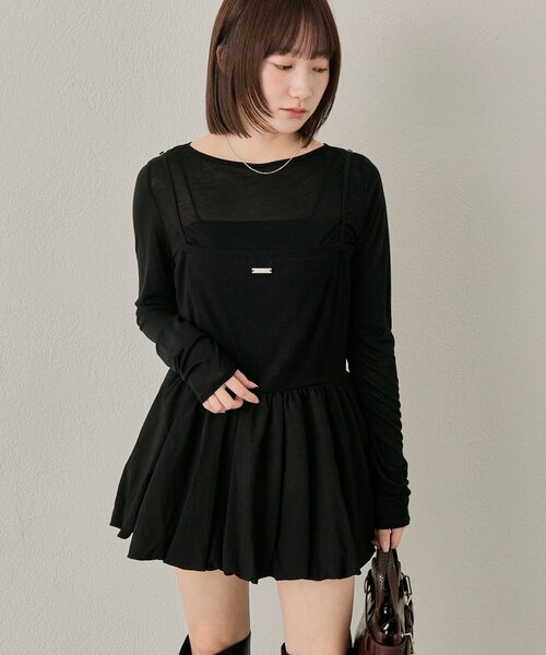 mline（エムライン）の「[mline]【前後2WAY】バルーンZIP キャミワンピ（ワンピース・レディース・ブラック/チャコールグレー・FREE）」の9枚目の写真