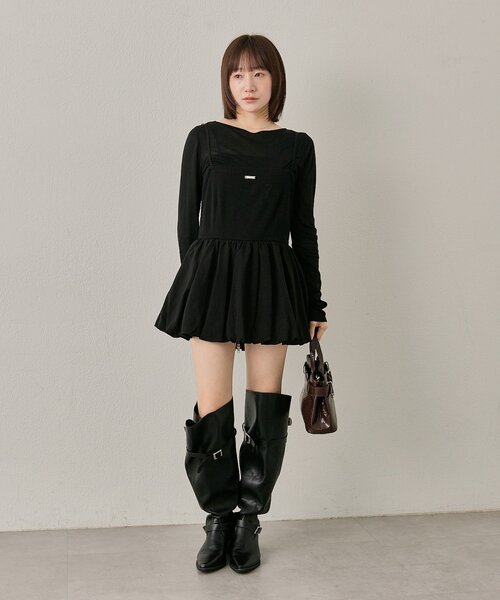 mline（エムライン）の「[mline]【前後2WAY】バルーンZIP キャミワンピ（ワンピース・レディース・ブラック/チャコールグレー・FREE）」の12枚目の写真