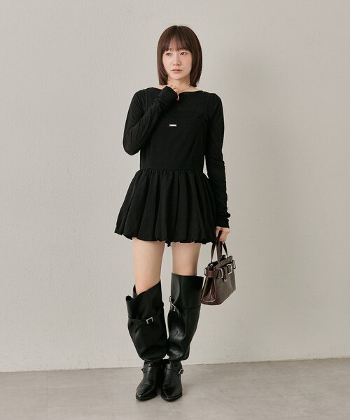 mline（エムライン）の「[mline]【前後2WAY】バルーンZIP キャミワンピ（ワンピース・レディース・ブラック/チャコールグレー・FREE）」の13枚目の写真